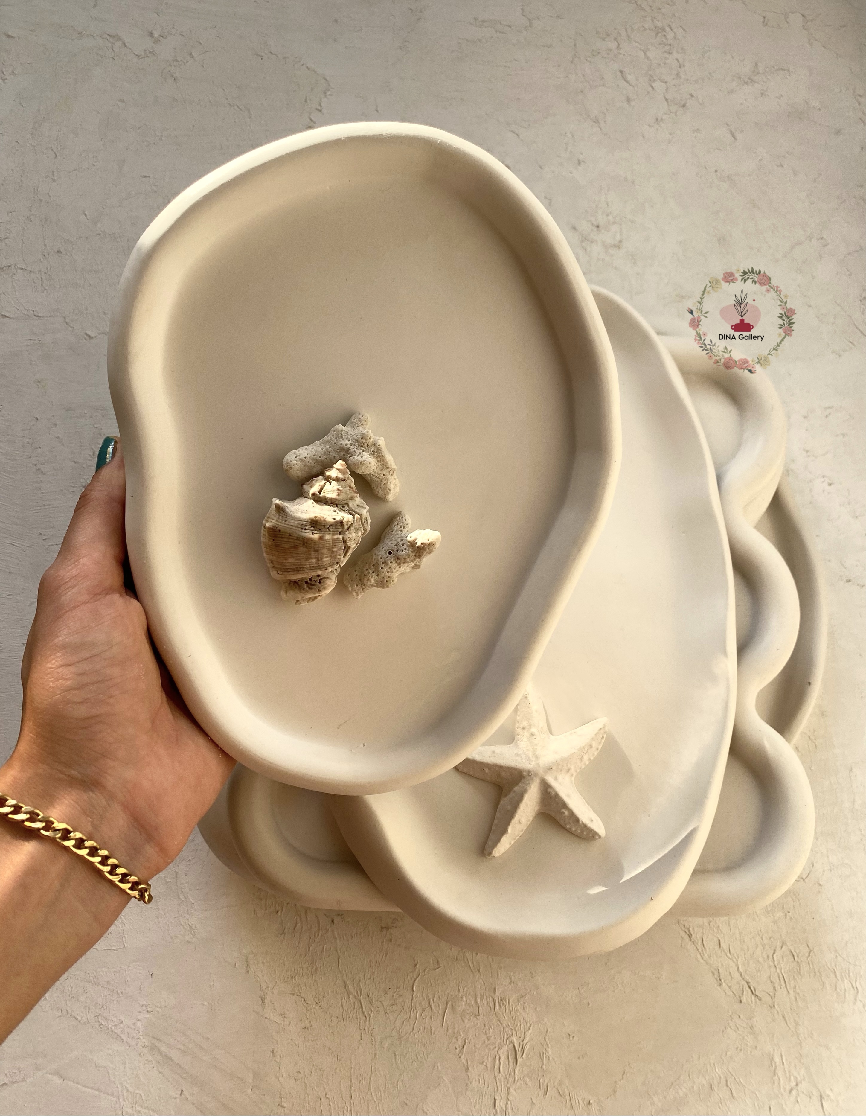 سینی بیضی دفرمه لبه دار بتنی