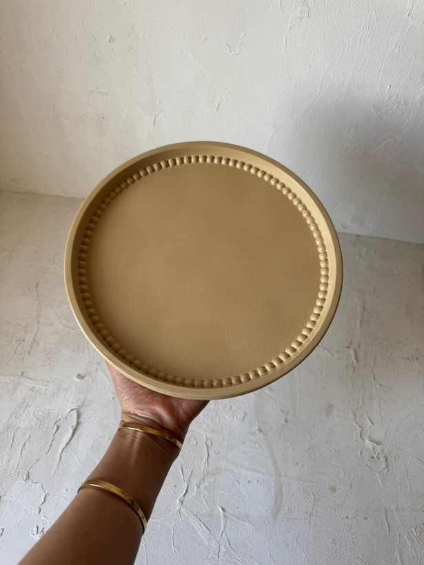 سینی مرواریدی پینترستی بتنی با قطر ۲۷سانت هم با پایه و هم بدون پایه